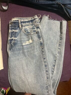 HIDDEN - Light Blue Women's High-Waist Distressed Jeans